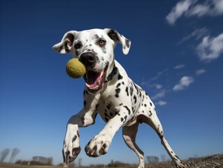 Engaging in Play with a Spotted Dalmatian