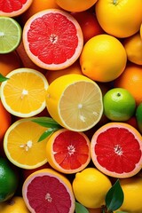 Fototapeta na wymiar Fresh fruits assorted fruits colorful background.Vitamins natural nutrition concept. Generated by AI