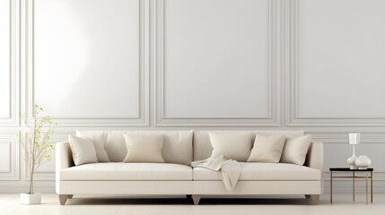 Minimalist Interior of modern living room 3D rendering, generative ai