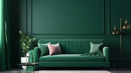 Minimalist Interior of modern living room 3D rendering, generative ai