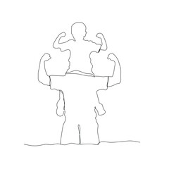 Father and son continuous line drawing. Father's Day concept line art. Father and son having fun line art drawing. joyful father and son line art.