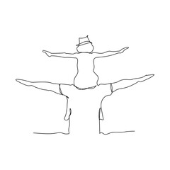 Father and child having fun continuous line drawing. father and child flying with hand line art. father and child Summer vacation line art. Happy Father and Child line art. Father's Day