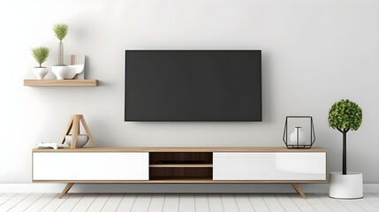 Minimalist Interior of modern living room 3D rendering, generative ai