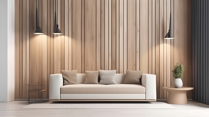 Minimalist Interior of modern living room 3D rendering, generative ai