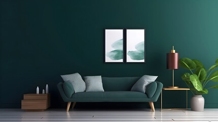 Minimalist Interior of modern living room 3D rendering, generative ai