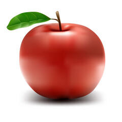 red apple with leaf  - easy to edit vector EPS file