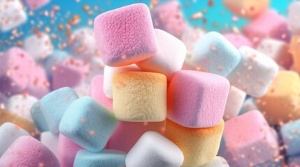 Creative marshmallows background in vibrant colors - obrazy, fototapety, plakaty