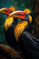 Hornbills bird in vibrant colors