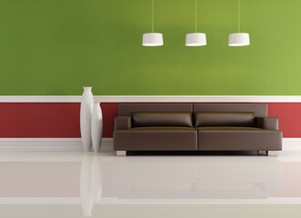 green red and brown living room - rendering