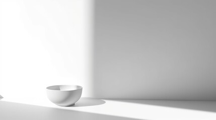 Fototapeta na wymiar Minimalist light background with shadow on a white wall
