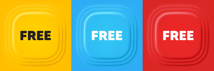 Free tag. Neumorphic offer banners. Special offer sign. Sale promotion symbol. Free podium background. Product infographics. Vector
