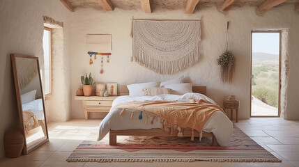 Boho style bedroom AI-generated