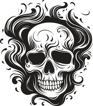 Skull and fire effect. tatto design. vector illustration.