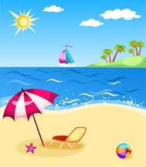 vector illustration of a colorful beach