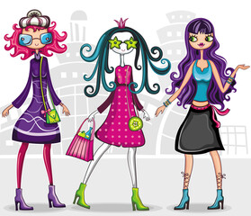 Urban fashion girls (from fashion girl series)
