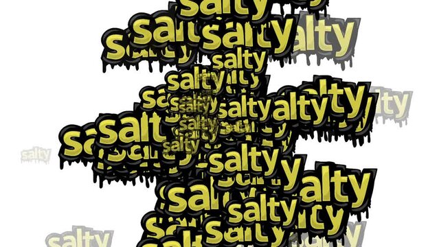 animated video scattered with the words SALTY on a white background