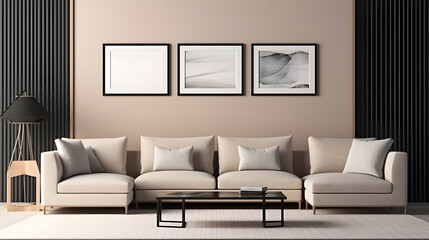 Minimalist Interior of modern interior desige 3D rendering, generative ai