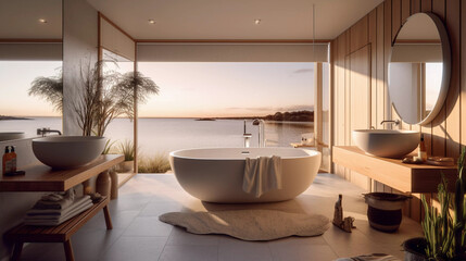 Modern scandinavian interior design bathroom AI-generated