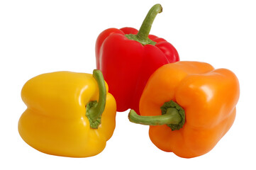Fresh Pepper, red yellow and orange, isolated on white with clipping-path included