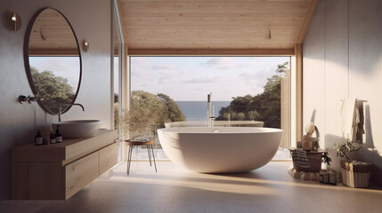 Modern scandinavian interior design bathroom AI-generated