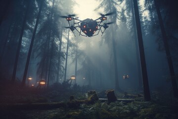 UAV drone in forest