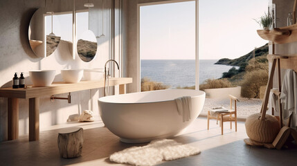 Modern scandinavian interior design bathroom AI-generated