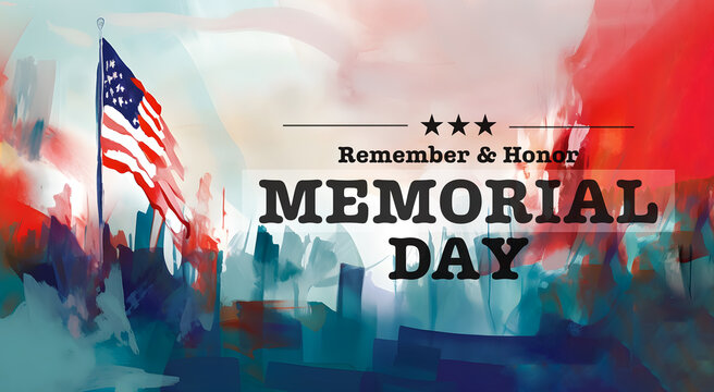 American flag illustration. Memorial day or Veterans day concept with text. Background illustration. Generative AI.