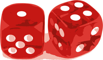 2 Dice close up -  showing the numbers 1 and 4