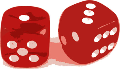 2 Dice close up -  showing the numbers 1 and 3
