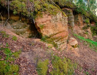 Red sand cliffs Sigulda, Latvia. Gaujas national park
