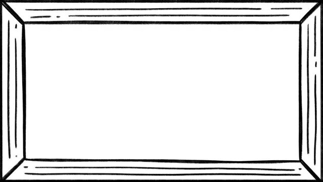 Picture frame doodle border, hand drawn animation on a white background