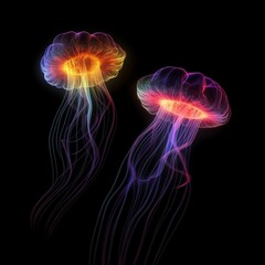 Glowing Jellyfish on Dark Background. Generative AI