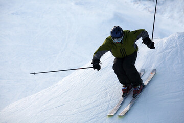 Fototapeta na wymiar Skier on a slope at lake tahoe, california