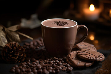 "Created with generative AI tools" Hot chocolat, coffee, tea, cup