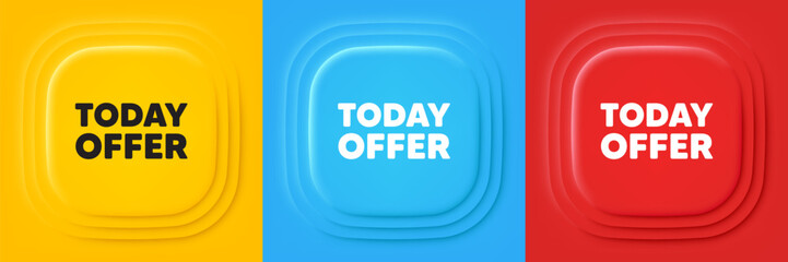 Today offer tag. Neumorphic offer banners. Special sale price sign. Advertising discounts symbol. Today offer podium background. Product infographics. Vector