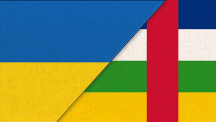 Flag of Ukraine and Central African Republic- 3D illustration. National Symbols