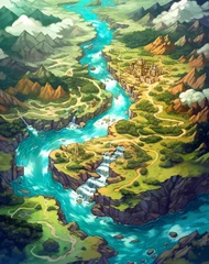  Fantasy map for a game, game board, generative ai © inspiretta