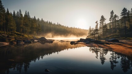 Serene Mountain Landscape created with Generative AI Technology, ai, generative