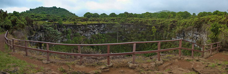 Fototapeta na wymiar Crater Los Gemelos at Santa Rosa on Santa Cruz island of Galapagos islands, Ecuador, South America 