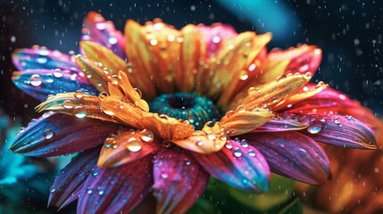 Blooming Floor in the Rain created with Generative AI Technology, ai, generative