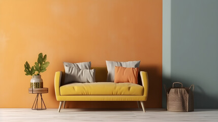 Minimalist Interior of modern interior desige 3D rendering, generative ai