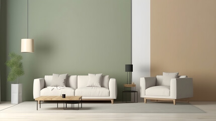 Minimalist Interior of modern interior desige 3D rendering, generative ai