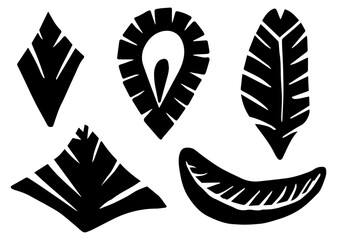 Set of paper cuts in doodle style isolated on white background Traditional Belarusian, Polish paper cuts are made with handmade scissors. Vector illustration.