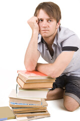 student with some books