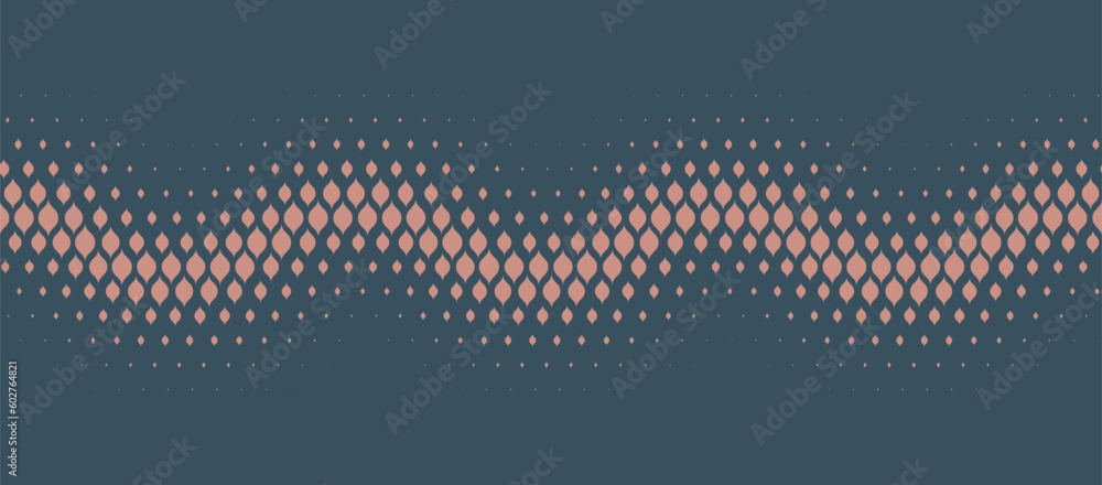 Poster boho style modern halftone vector wavy line seamless border abstract background. half tone gypsy sca