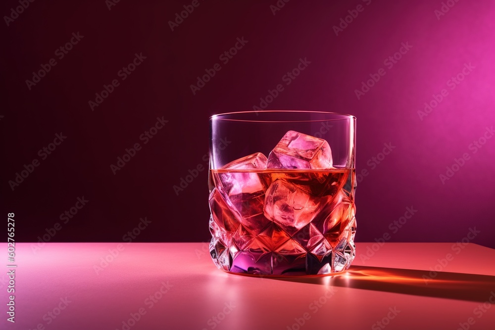 Aufkleber a glass that is partially filled with ice and is placed on a table. generative ai