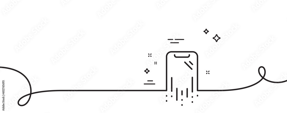 Poster smartphone recovery line icon. continuous one line with curl. phone backup sign. mobile device symbo