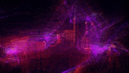 Pink and purple abstract digital code. Concept 3D illustration background as artificial intelligence video gaming overlay with network cyber security hex code for landing page and banner showcase