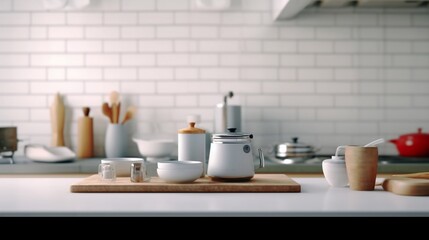 Naklejka na ściany i meble Kitchen Equipments: Table Setup. Generative AI