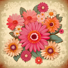 Wonderful Background with Flowers in warm colors, made with an generative AI